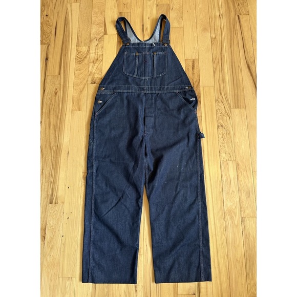 Montgomery Ward Denim - VTG Montgomery Ward Bib Overalls Sanforized Denim Mens 42x32 Union Made In USA
